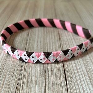 Headband Hand-woven ribbon Pink Brown Girls Women